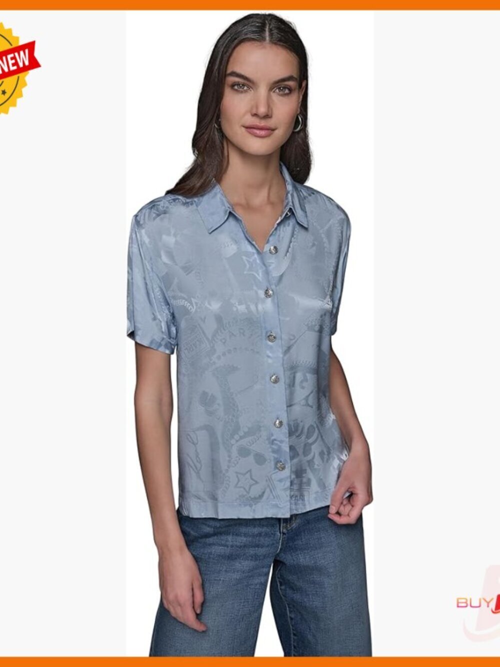 Short Sleeve V-Neck Blouse, Loose Fit, Rayon, Versatile Work to Evening